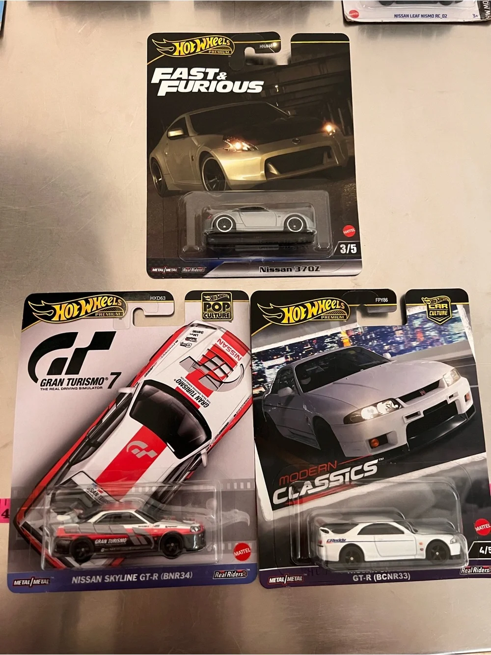 Hot Wheels Premium Nissan Lot 3 Skyline GT-R BNR34 BCNR33 F&F 370Z JDM